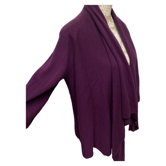 Lord & Taylor 100% Cashmere Purple Waterfall Shawl Cardigan Sz L Petite - Picture 5 of 10